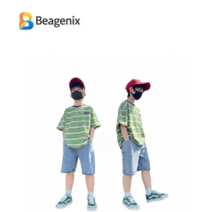 beagenix twin boy summer clothing set stripe t shirt & denim shorts (ages 4–6) 1
